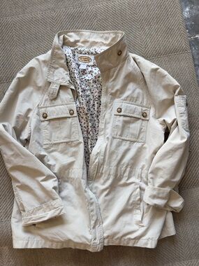 Talbots Light Beige Utility Jacket with Floral Lining